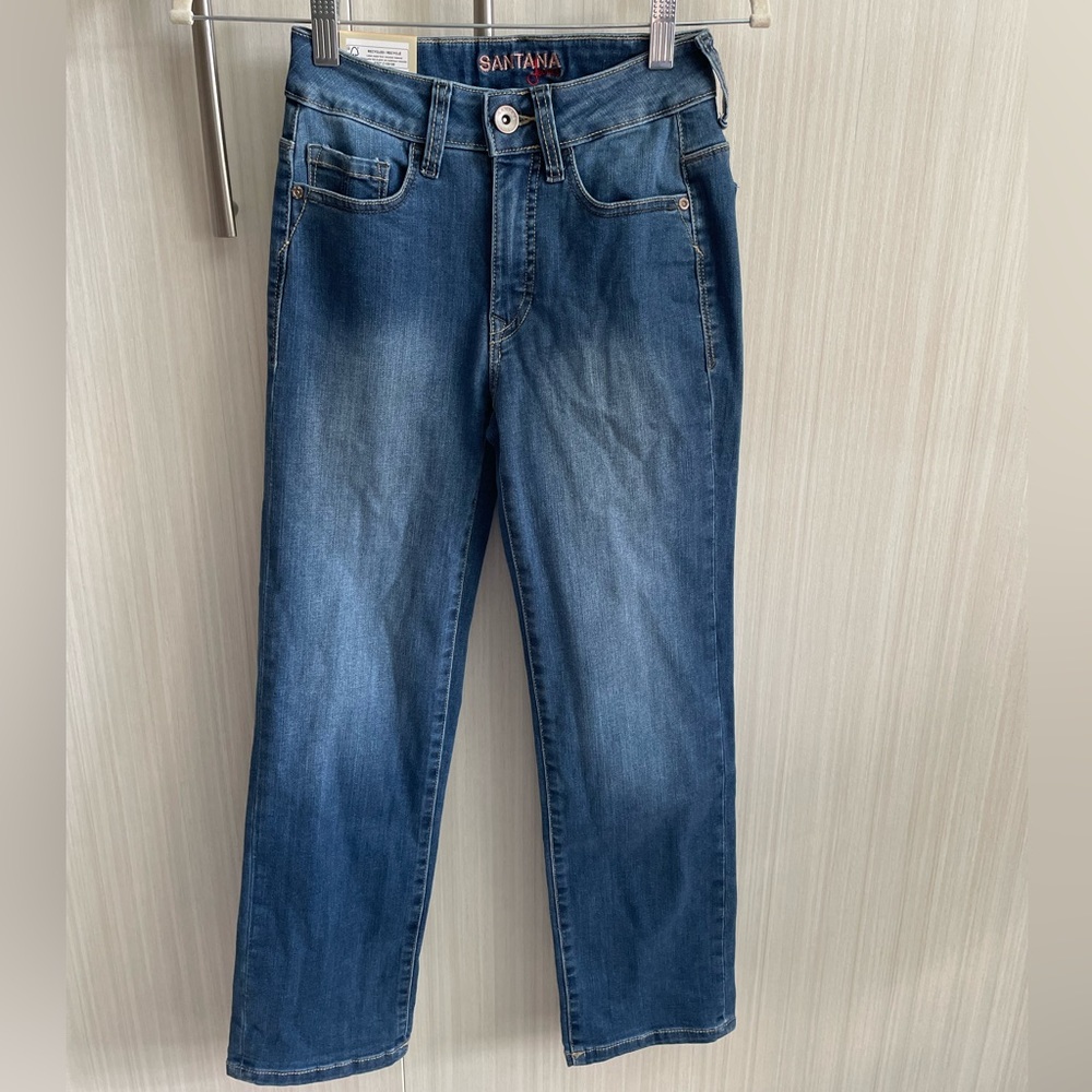 Santana Jeans Mid Rise Straight Leg Blue Jeans w/ Tummy control‎ Size 2 NWT